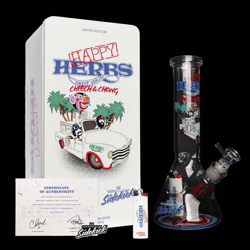 12" 7mm Thick Happy Herbs Sidekick Water Pipe (Limited Edition of 420)