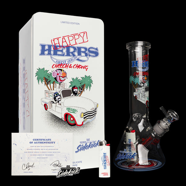 12" 7mm Thick Happy Herbs Sidekick Water Pipe (Limited Edition of 420)