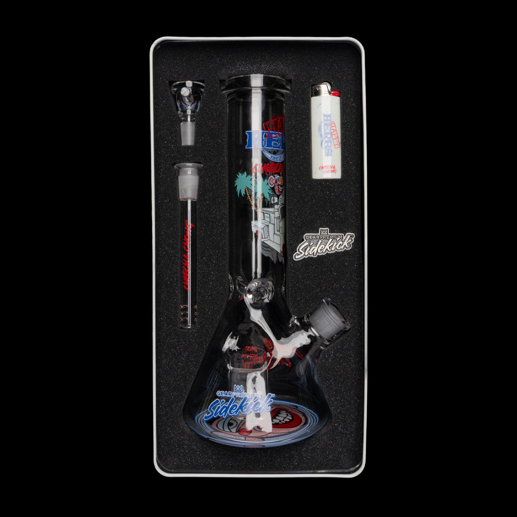 12" 7mm Thick Happy Herbs Sidekick Water Pipe (Limited Edition of 420)