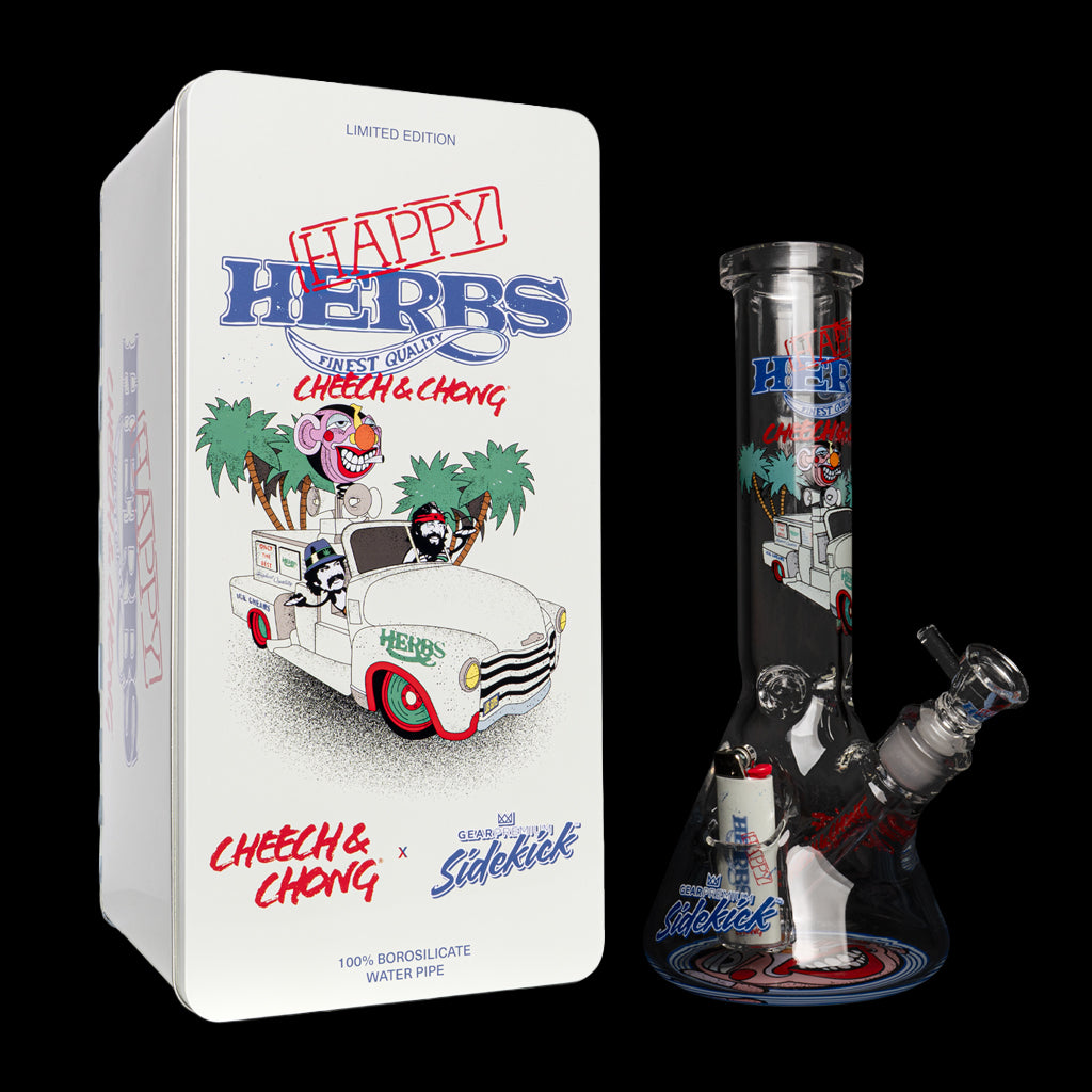 12" 7mm Thick Happy Herbs Sidekick Water Pipe (Limited Edition of 420)