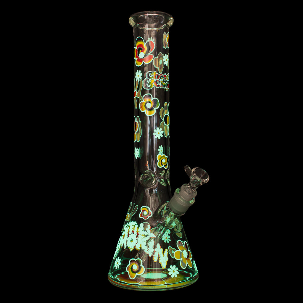 15" 7mm Thick Tie Dye Glow-in-the-Dark Water Pipe