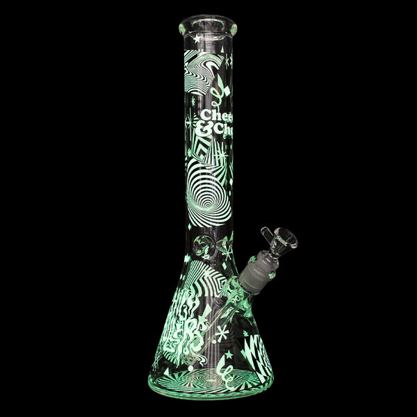 15" 7mm Thick Optical Illusion Glow-in-the-Dark Water Pipe