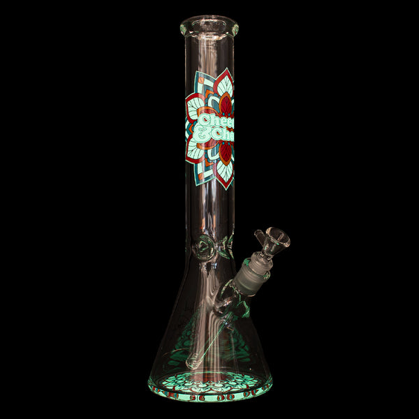 15" 7mm Thick Mandala Glow-in-the-Dark Water Pipe